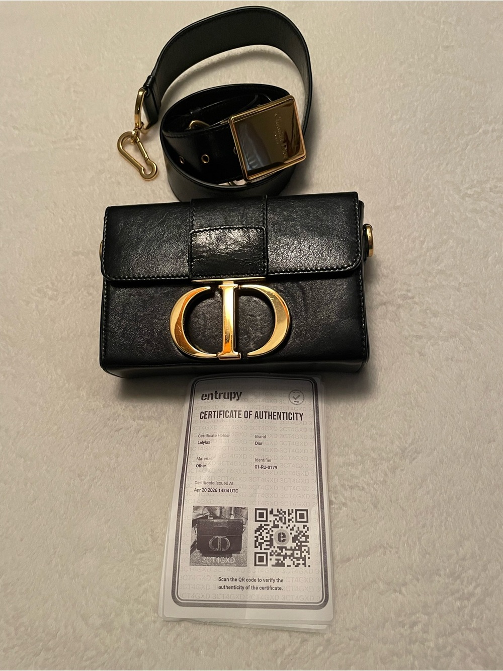 Dior Black Leather CD Logo crossbody Bag with Gold Hardware